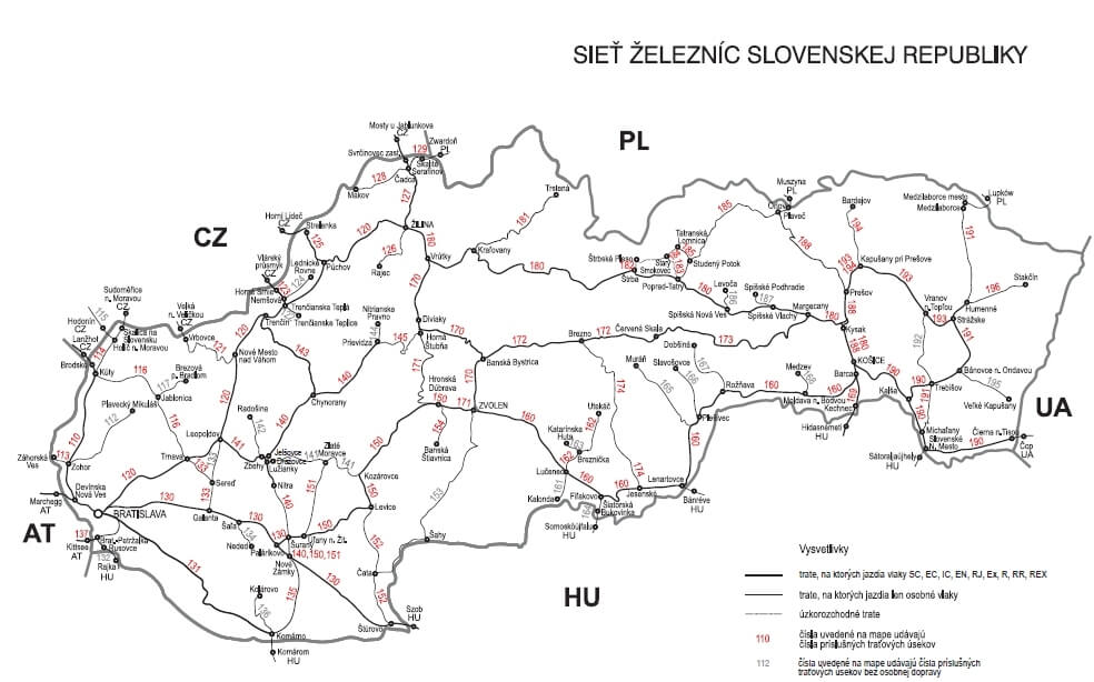 mapa železnice Cestovný poriadok | ŽSR mapa železnice