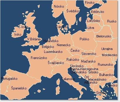 Mapa železníc európskych štátov