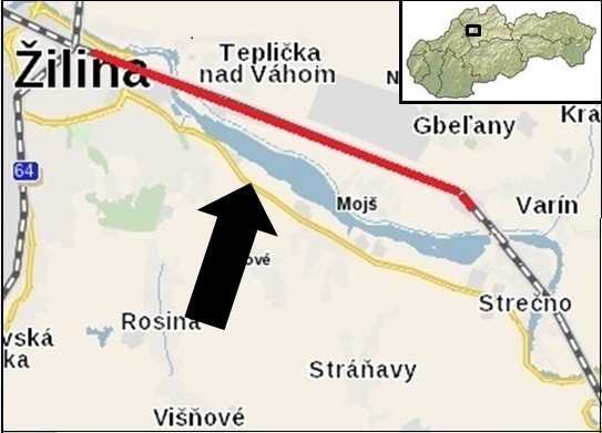 Modernizácia železničného úseku Váh – Varín – Strečno mapa