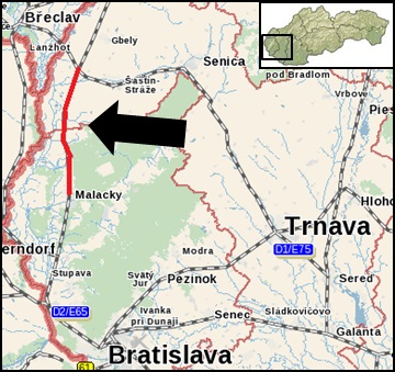 Modernizácia železničnej trate Devínska Nová Ves – štátna hranica SR/ČR, úsek Malacky– Kúty mapa