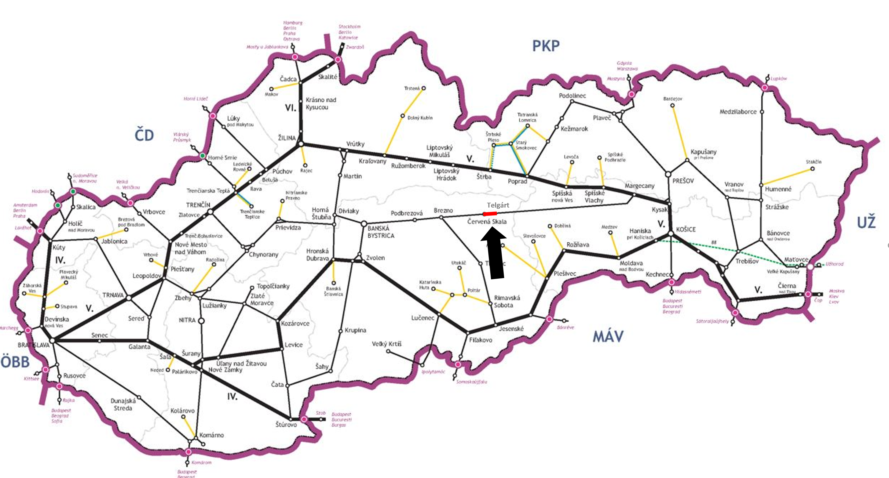 Telgárt – Červená Skala, komplexná rekonštrukcia trate mapa
